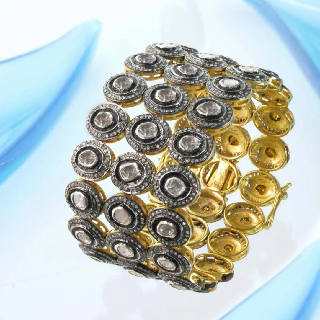 Exquisite Polki Diamond Bracelet in Sterling Silver Antiqa Handcrafted