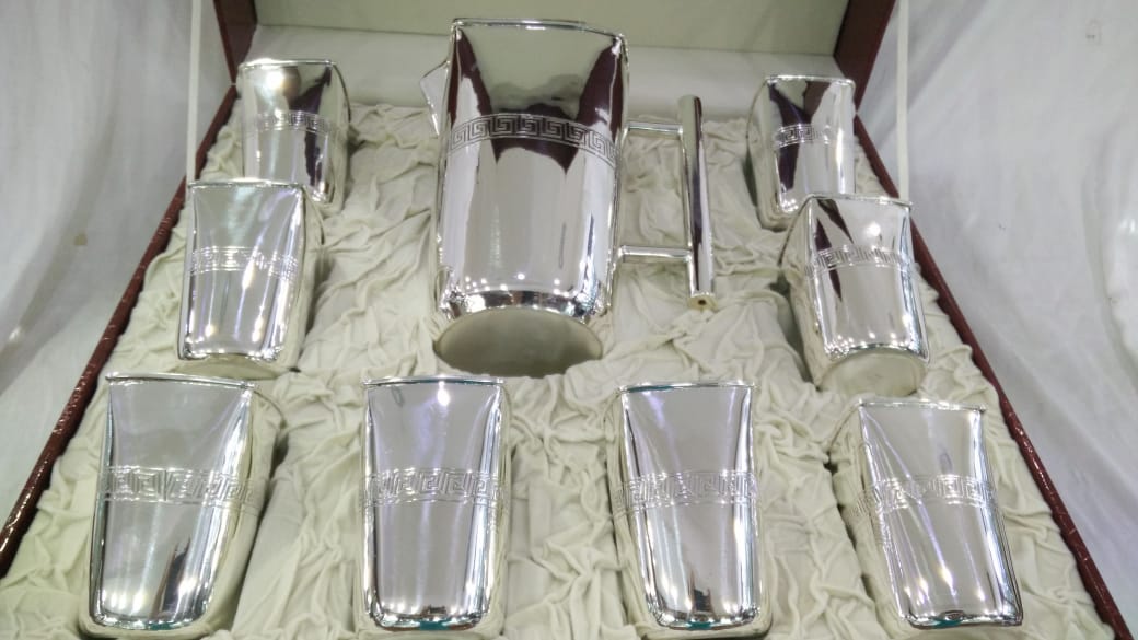 Luxury Silver Water Pitcher Set with Glasses – Premium Handcrafted Silverware for Elegant Dining Antiqa Handcrafted