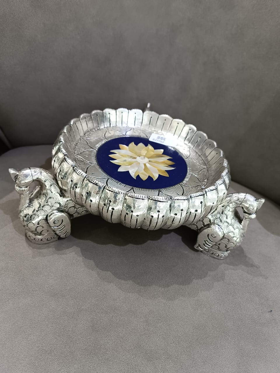 Exquisite Silver-Plated Decorative Urli with Intricate Lotus Design – Royal Home & Pooja Décor Antiqa Handcrafted