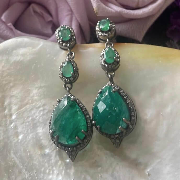 Ethereal Elegance: Emerald Drop Earrings