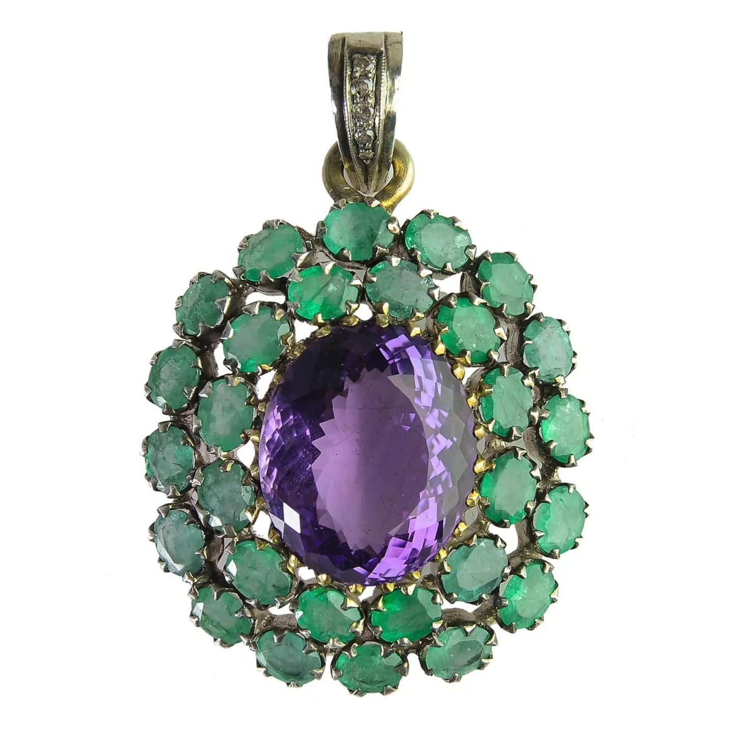 Vintage-Inspired Amethyst & Emerald Pendant My Store