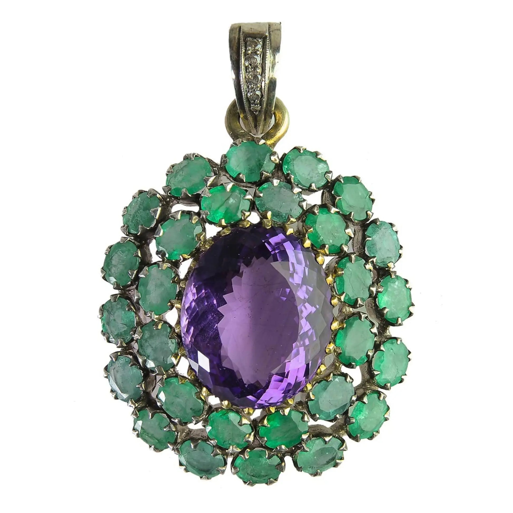 Vintage-Inspired Amethyst & Emerald Pendant My Store
