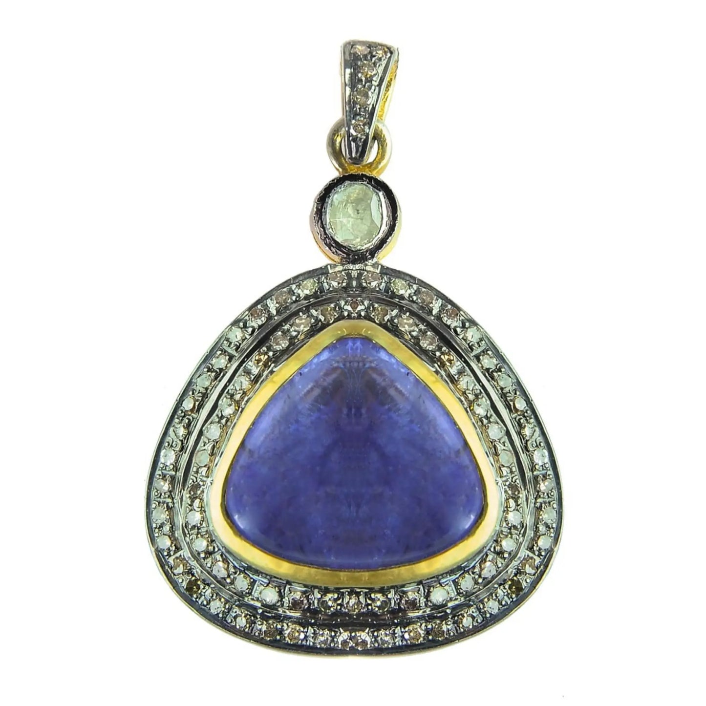 Exquisite Tanzanite & Diamond Halo Pendant – A Timeless Statement Antiqa Handcrafted