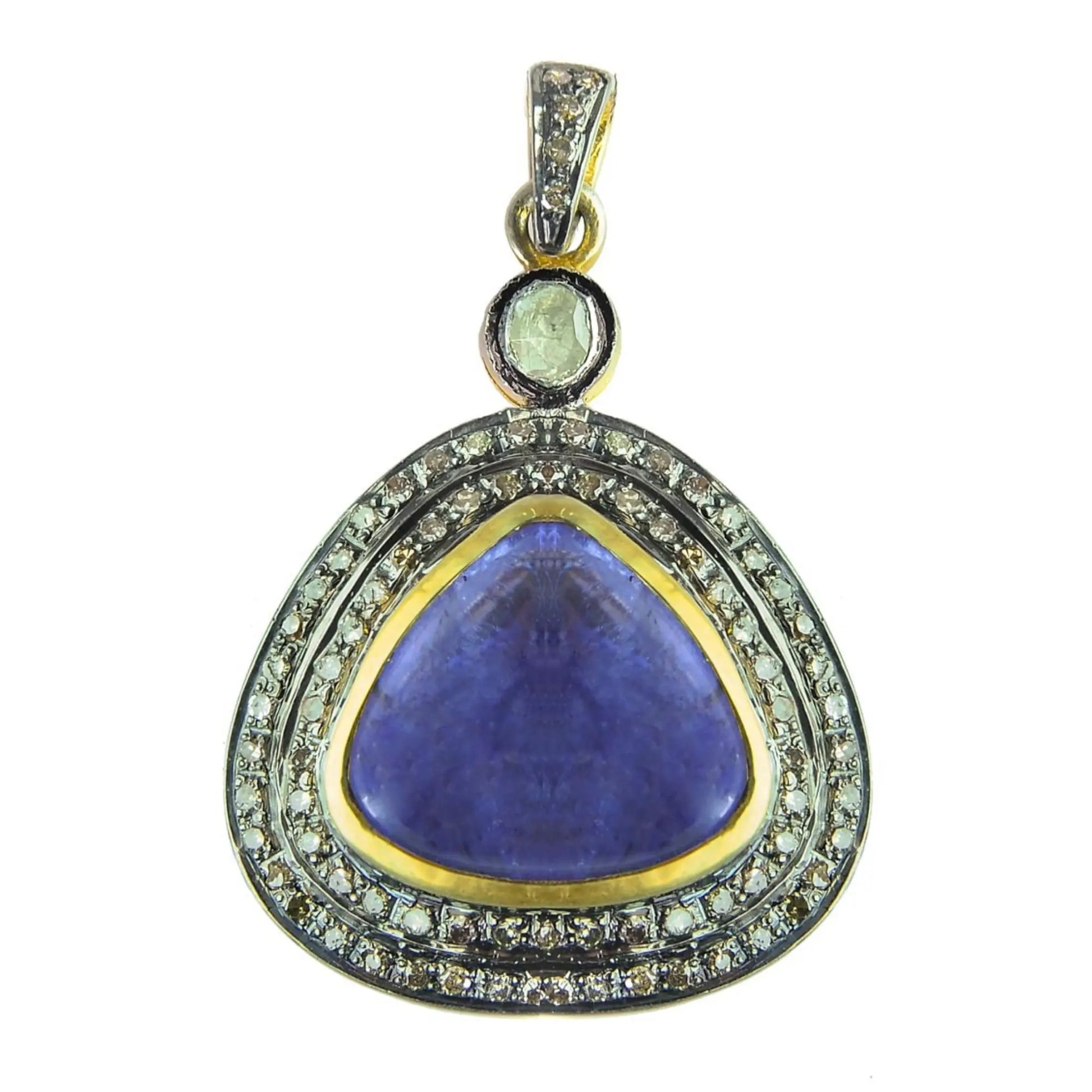 Exquisite Tanzanite & Diamond Halo Pendant – A Timeless Statement Antiqa Handcrafted