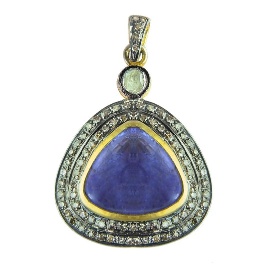Exquisite Tanzanite & Diamond Halo Pendant – A Timeless Statement Antiqa Handcrafted