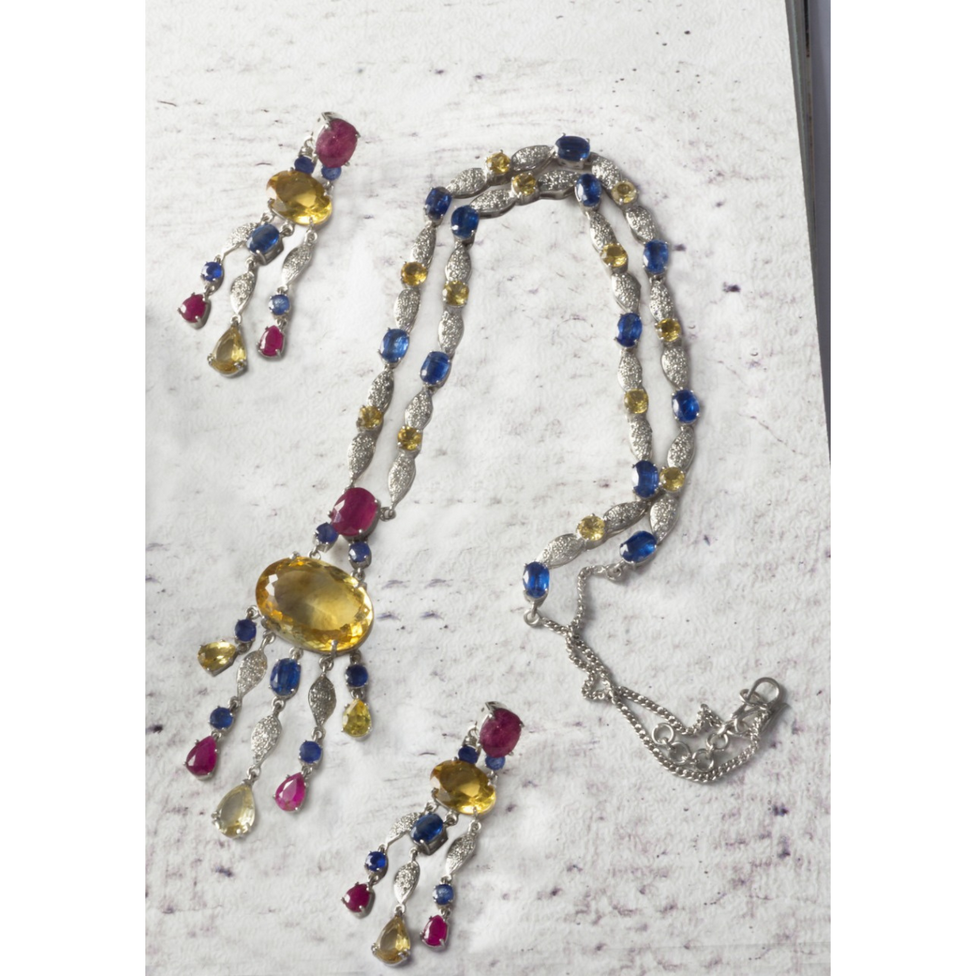 Radiant Elegance: A Dazzling Necklace & Earrings Set Antiqa Handcrafted