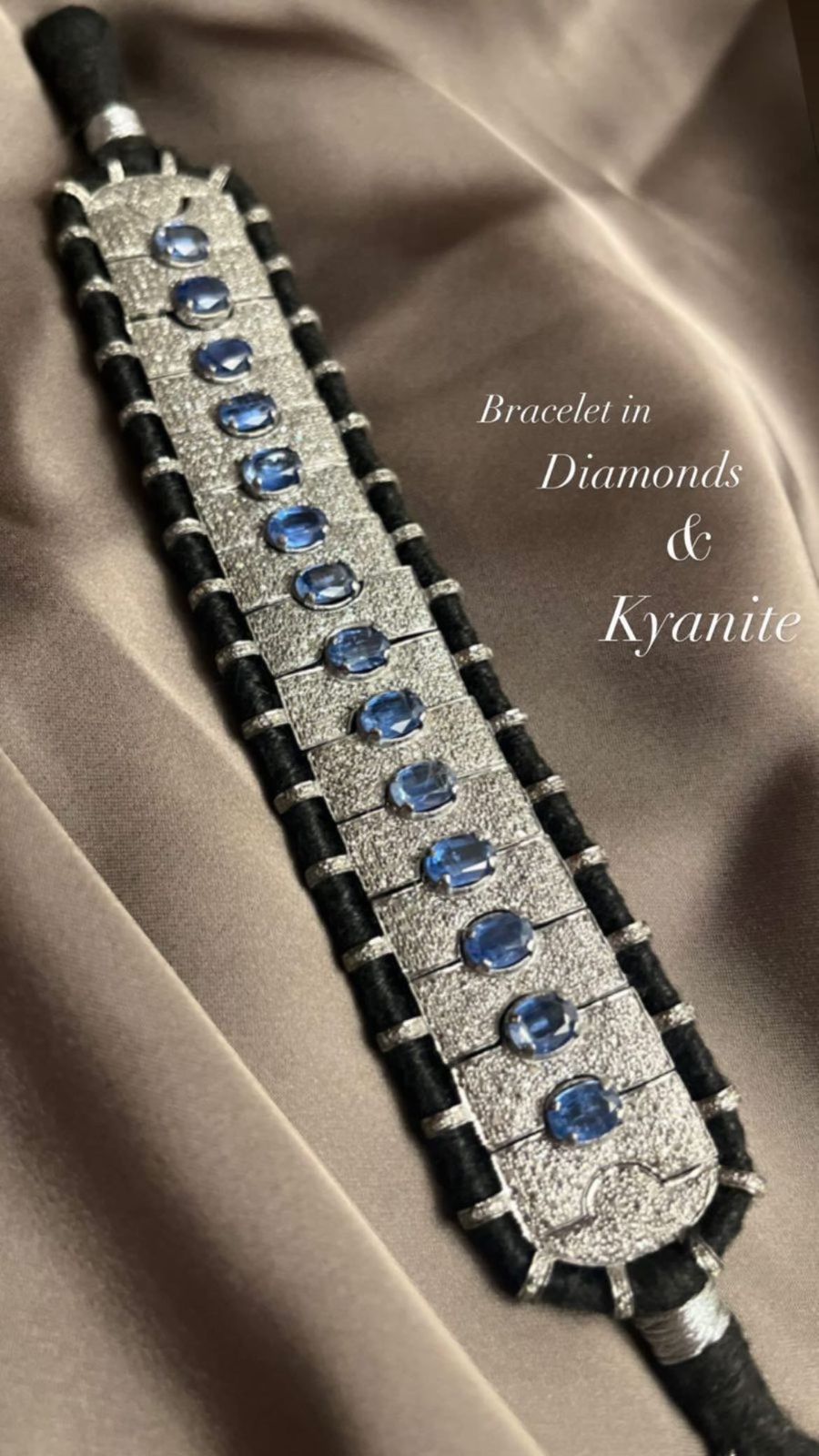 Victorian Kyanite & Diamond Bracelet | Handmade in Sterling Silver Antiqa Handcrafted