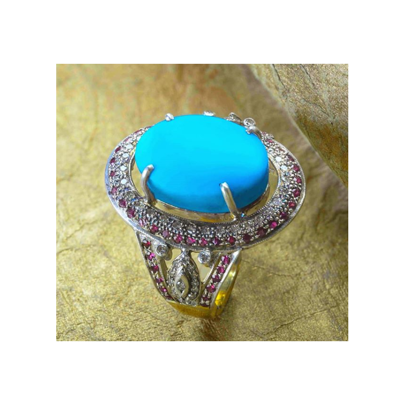 Turquoise Sterling Silver Ring (Design A18) | GemPundit