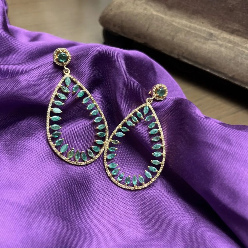 White and purple stone gold plated earrings – Jhillmill Fashion Jewellery