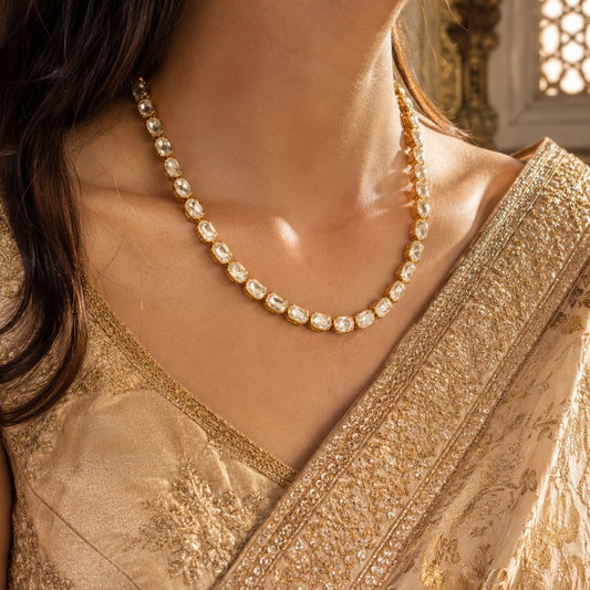70 Piece Natural Polki Necklace in Sterling Silver - Antiqa Handcrafted