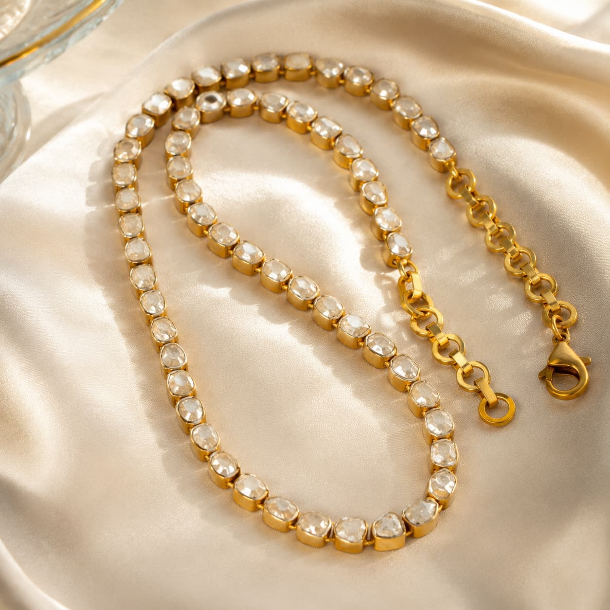 70 Piece Natural Polki Necklace in Sterling Silver