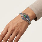 Handmade Sterling Silver Bangle with Fluorite, Blue Sapphires & Diamonds
