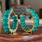 Stunning Double Emerald Hoop Earrings - Elegant Handcrafted Jewelry