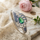 Handmade Sterling Silver Bangle with Fluorite, Blue Sapphires & Diamonds