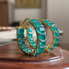 Stunning Double Emerald Hoop Earrings - Elegant Handcrafted Jewelry