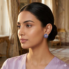 Handcrafted Vintage Amethyst & Blue Sapphire Earrings in Sterling Silver