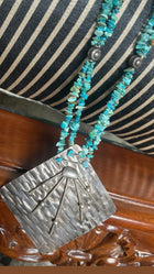 Handcrafted Persian Turquoise Beaded Necklace with Antique-Style Silver Pendant