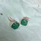 Handcrafted Sterling Silver Cufflinks with Carved Green Aventurine – Elegant Statement Accessory