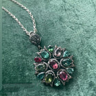 Luxurious Multi-Tourmaline and Diamond Statement Pendant in Silver