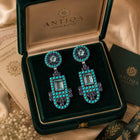 Turquoise, Aquamarine & Kyanite Dangle Earrings in Sterling Silver