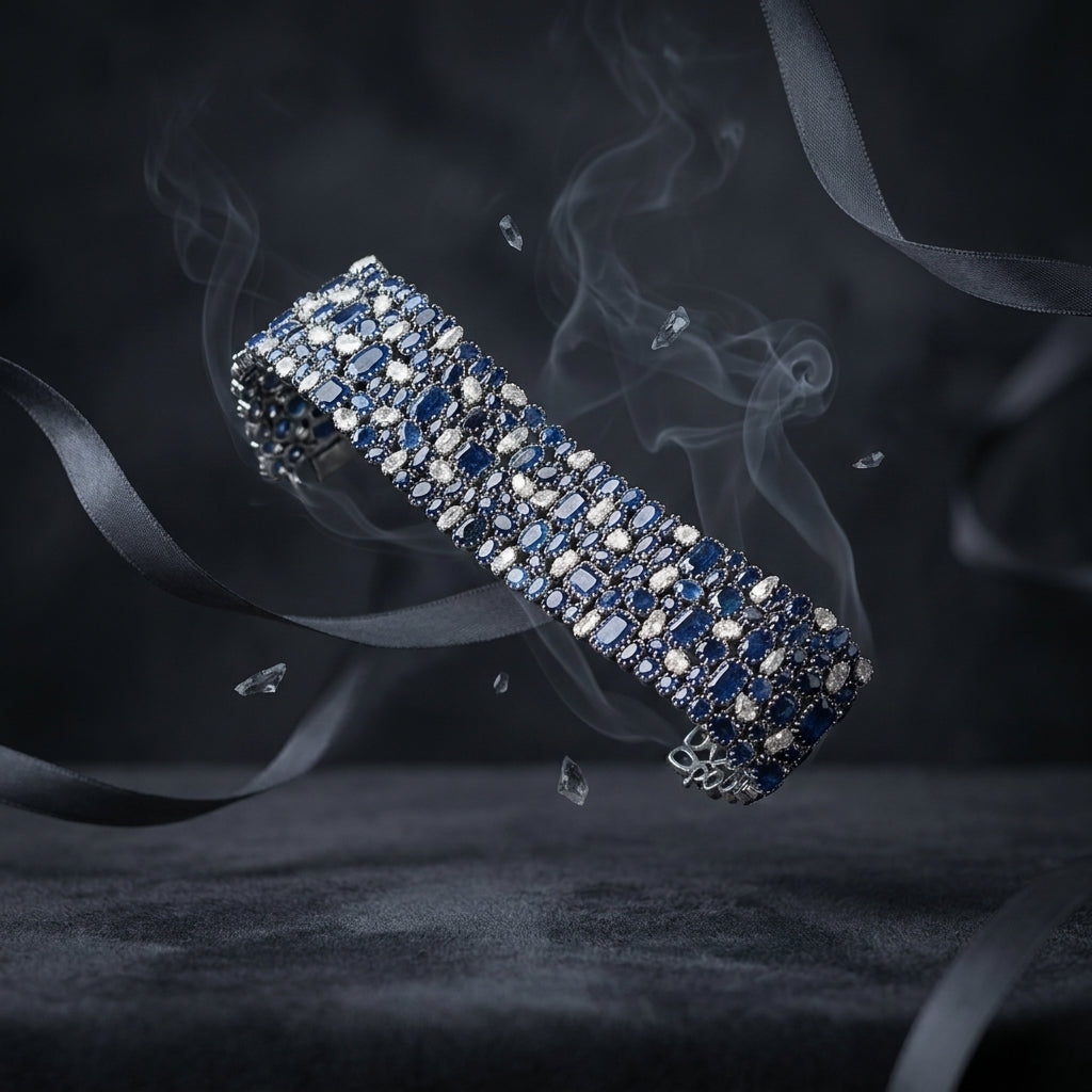 Mughal inspired handcrafted bracelet with polki and diamonds