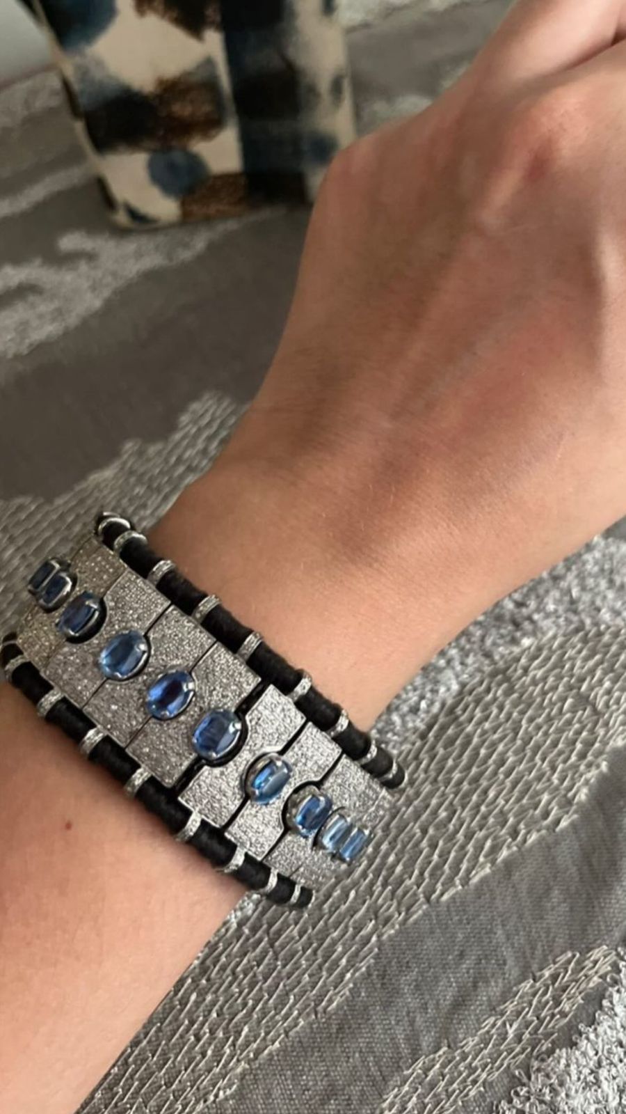 Sterling silver bracelet with Kyanite and diamonds