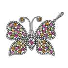 Handcrafted Butterfly Brooch Studded with Multi-Colored Gemstones and Diamonds