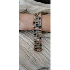 Handcrafted Multi-Tourmaline and Diamond Bracelet in Oxidized Silver
