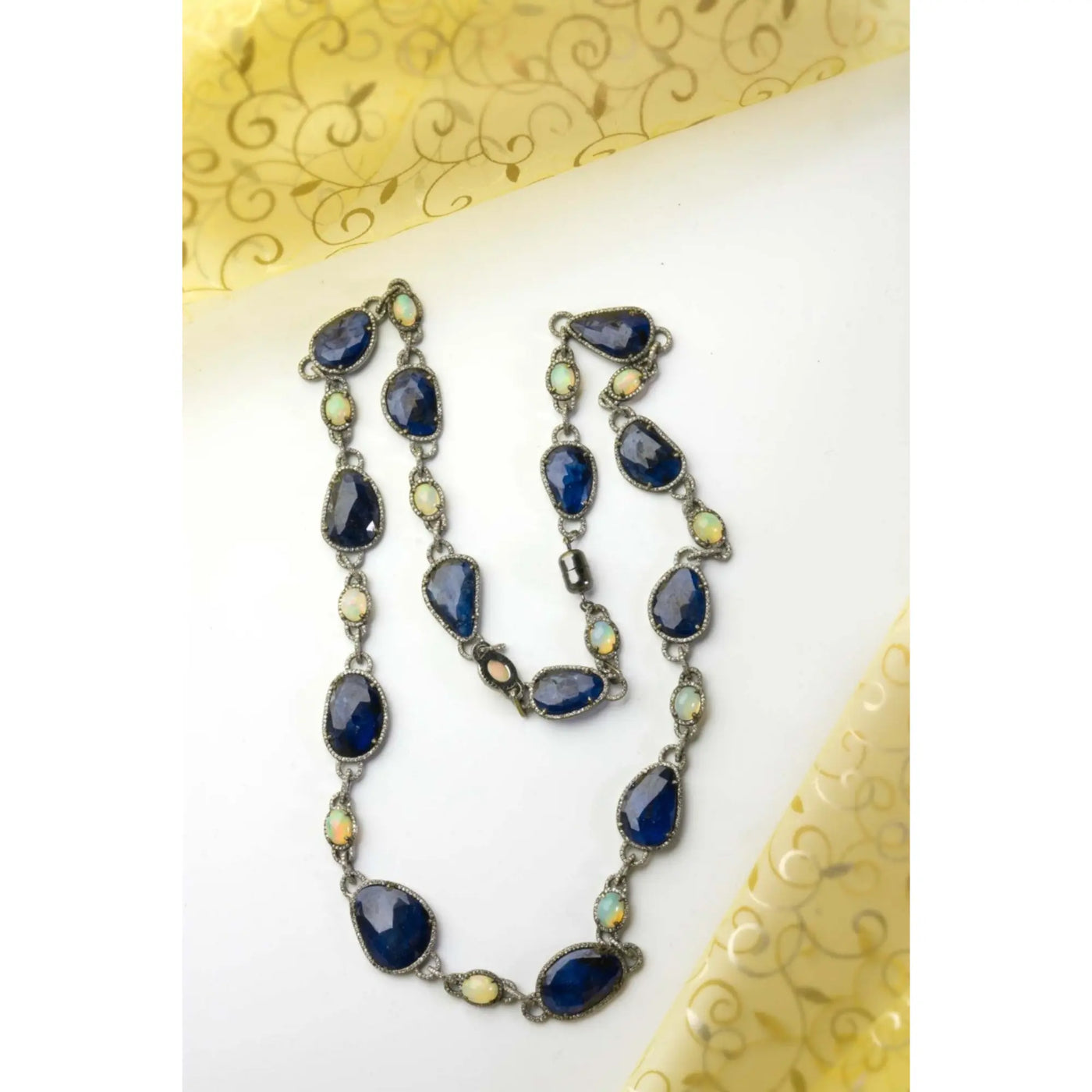 Ethereal Blue Sapphire & Opal Necklace