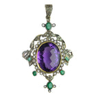 Regal Vintage-Style Amethyst & Emerald Pendant – A Majestic Masterpiece