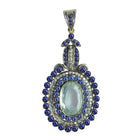 Majestic Aquamarine & Blue Sapphire Vintage Pendant – A Royal Masterpiece