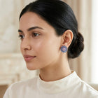 Handcrafted Vintage Amethyst & Blue Sapphire Earrings in Sterling Silver