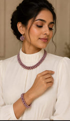 Hand-Woven Freshwater Pearl Necklace, Bracelet & Earring Set