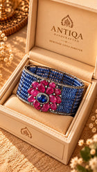Thai Ruby Floral Cuff Bracelet with Kyanite and Diamonds