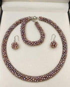 Hand-Woven Freshwater Pearl Necklace, Bracelet & Earring Set