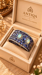 Midnight Majesty: Opal & Iolite Statement Cuff Bracelet
