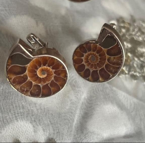 Ammonite Fossil Cufflinks in Sterling Silver – Handcrafted Unisex Jewelry