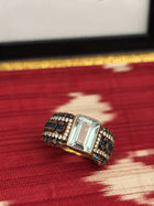 Aquamarine Statement Ring with Sapphires and Diamonds