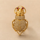 Beetle Brooch with Diamonds and Ruby Eyes in Sterling Silver