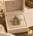 Beetle Statement Ring with Zambian Emeralds and Diamonds