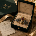 Bumble Bee Brooch with Ruby and Diamonds in Sterling Silver