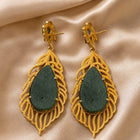 Carved Green Beryl Vine Earrings with Diamonds