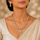 Vintage Polki Necklace and Earrings Set with Floral Motif