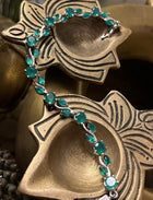 Dazzling Green Onyx and Diamond Tennis Bracelet - Elegant Silver Jewelry for Women