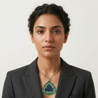 Handcrafted Carved Sapphire & Emerald Pendant – Vintage-Inspired with Diamond Accents