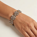 Exquisite Polki and Diamond Link Bracelet in Sterling Silver