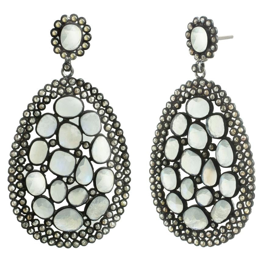 Ethereal Moonstone & Diamond Chandelier Earrings – A Celestial Glow