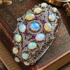 Ethiopian Opal & Ruby Cuff Bracelet with Diamonds - Handcrafted Silver