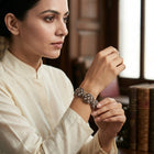 Exquisite Polki and Diamond Link Bracelet in Sterling Silver