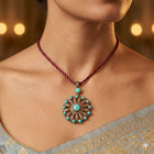 Handcrafted 925 Sterling Silver Turquoise Pendant with Natural Diamonds